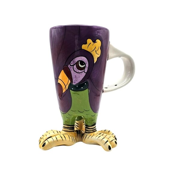 Blue Sky Clayworks Purple Toucan Bird Ceramic Coffee Mug - Picture 2 of 15